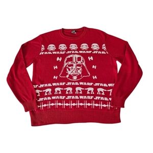 Star Wars Darth Vader Men's Christmas Sweater Size XL Red White Christmas Party
